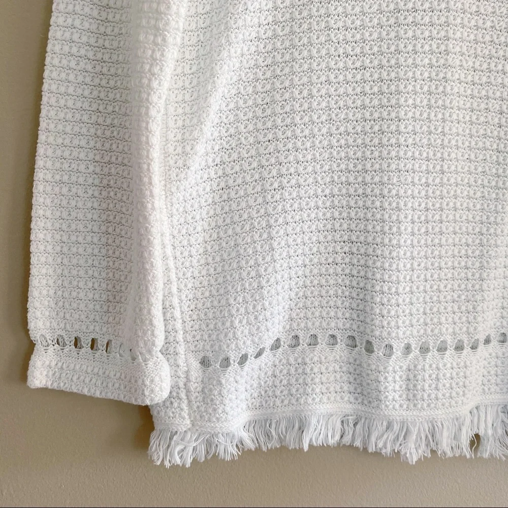 J Crew white cotton eyelet open knit sweater sz s - Picture 4 of 4